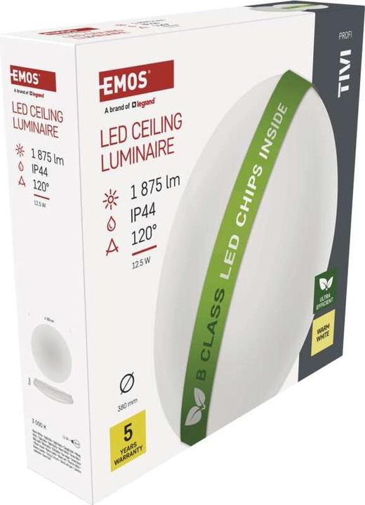 Produktbild Emos LED-Deckenleuchte TIVI, A CLASS, rund weiss 12,5W, IP44, Warmweiss (1875 lm)