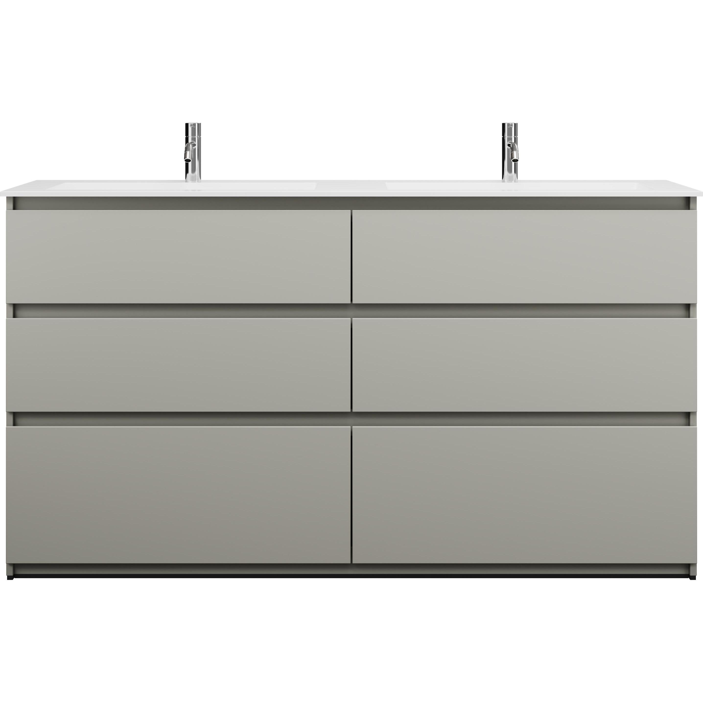 burgbad, Badmöbelset, Lin20 Mineralguss-Doppelwaschtisch Farbe Weiss Glänzend inklusive Waschtischunterschrank 6