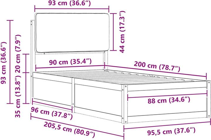 Image du produit vidaXL Moderner Bettrahmen (90 x 200 cm)