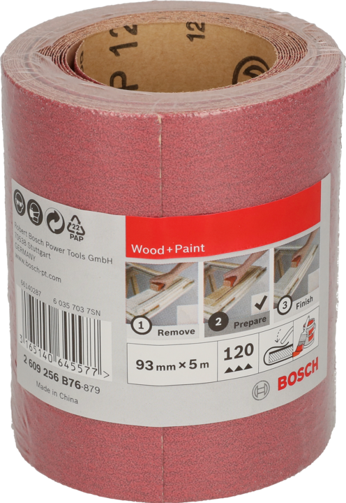 Image du produit Bosch Zubehör Rouleau abrasif bois et peinture, 93 mm x 5 m, P120 (P120)