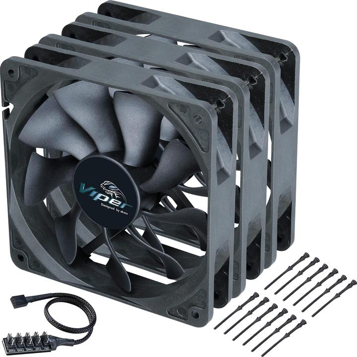 Akasa porte de ventilation - VIPER S-flow 3ks B (120 mm, 3x)