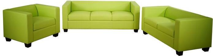 Produktbild Mendler 3-2-1 Sofagarnitur Couchgarnitur Loungesofa Lille - Kunstleder, hellgrün (2-Sitzer, 3-Sitzer)