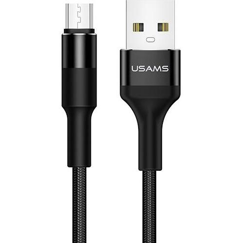 Usams Kabel pleciony U5 2A micro USB czarny/black 1,2m SJ224USB01 (US-SJ224) (1.20 m, USB 2.0), USB Kabel