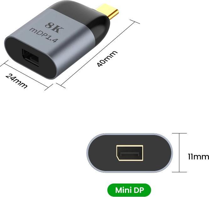 AAi Mobile Adaptateur USB-C vers miniDP 8K (Mini DP, 4 cm)