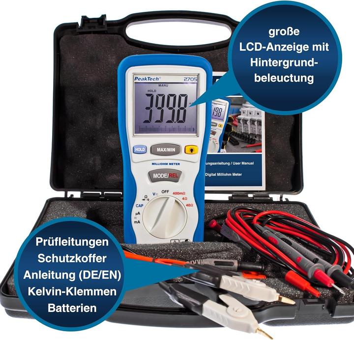 Produktbild Peaktech P 2705 Milliohmmeter (CAT III 1000V)
