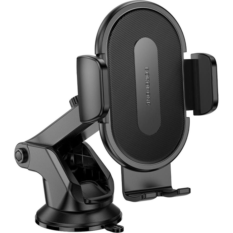Borofone - Car Holder (BH134) - for Dashboard/Windshield, 360° Adjust, ABS, Silicone, 4.5–7" - Black, Supporto per smartphone, Nero