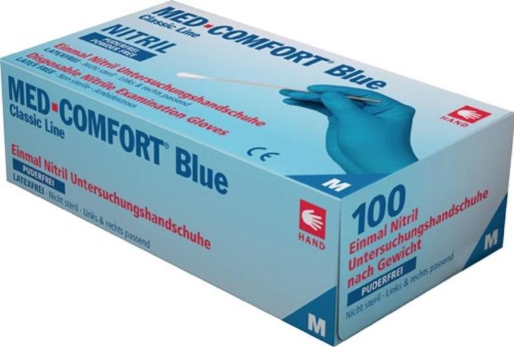 Produktbild Ampri Einweghandschuhe Med Comfort Blue Grösse L blau Nitril EN 374, EN 455 PSA-Kategorie III (L)
