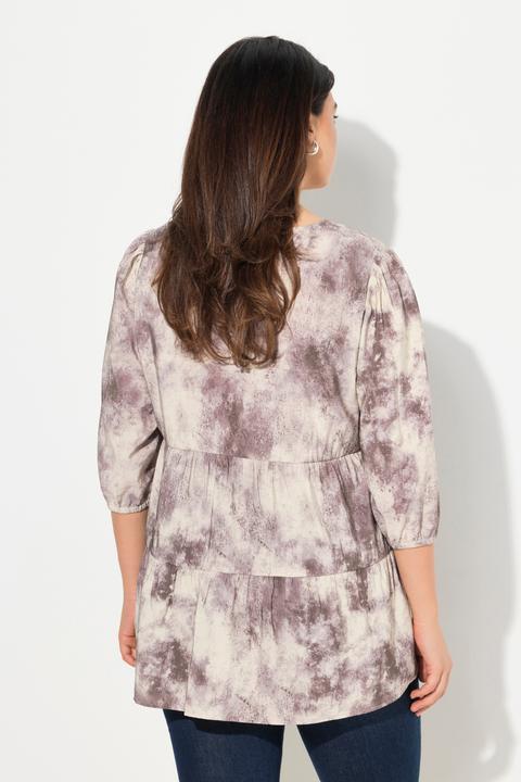 Produktbild Ulla Popken Bluse, Batikdruck, A-Linie, V-Ausschnitt, Langarm (50, 52)