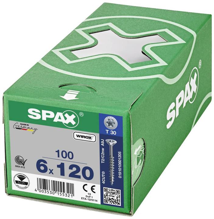 Actual product image Spax Countersunk Multi-Head T-Star Plus T30 Partial Thread Wirox (100 Screws per piece)