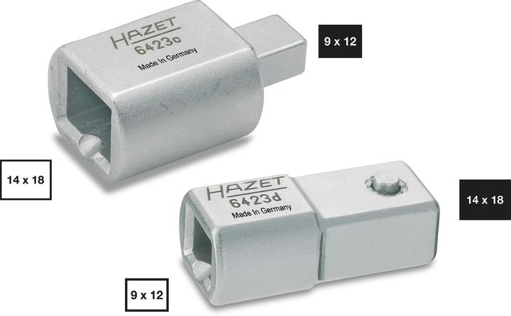 Produktbild HAZET Einsteck-Adapter 6423D ∙ Einsteck-Vierkant 14 x 18 mm ∙ Einsteck-Vierkant 9 x 12 mm