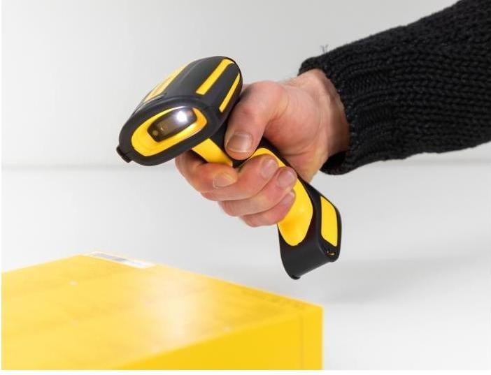 Produktbild Delock Industrie Barcode Scanner 1D und 2D für 433 MHz oder Bluetooth mit induktiver Ladestation (1D-Barcodes, 2D-Barcodes)