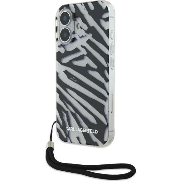 Karl Lagerfeld KLHCP16SHZBPKCCK iPhone 16 6.1" czarny/black hardcase IML Zebra Pattern & Cord (Apple iPhone 16), Smartph...
