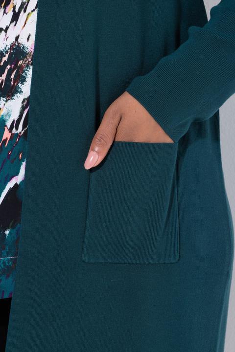 Actual product image Ulla Popken Long Pocket Open Front Cardigan Sweater (50, 52)