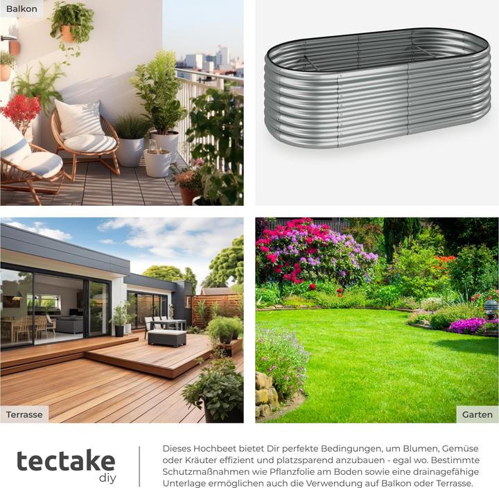 Image du produit tectake Jardinière surélevée Flormma, 942l, galvanisé, 200x100x60cm