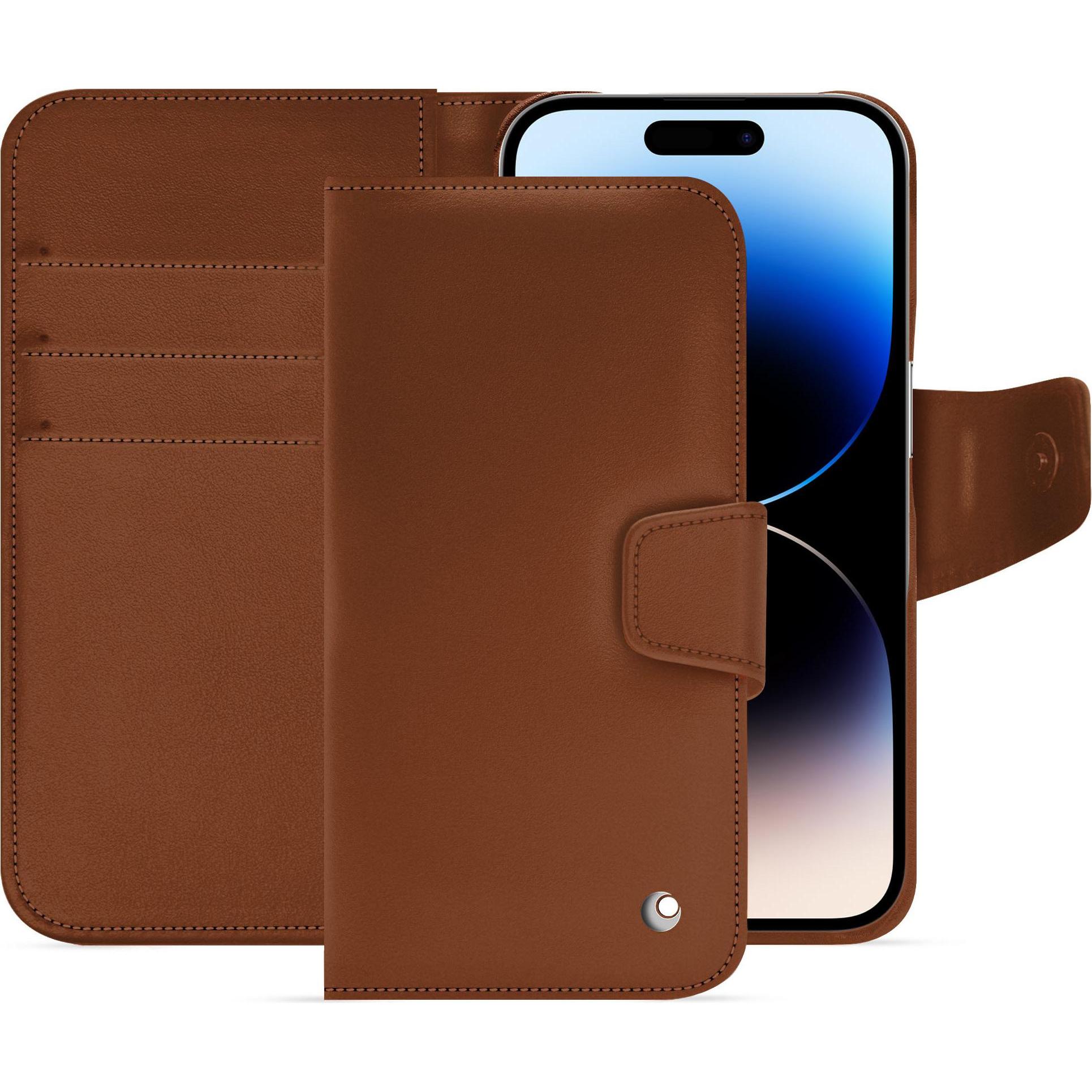 Noreve Lederschutzhülle Apple iPhone 15 Pro (Apple iPhone 15 Pro), Smartphone Hülle, Braun