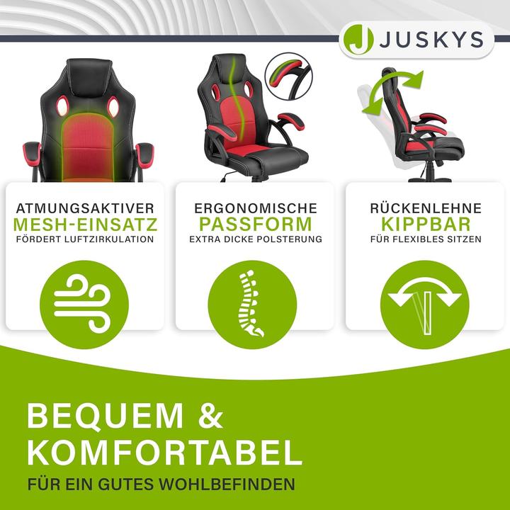 Image du produit Juskys Ergonomischer Racing Schreibtischstuhl Montreal (46 - 56 cm)