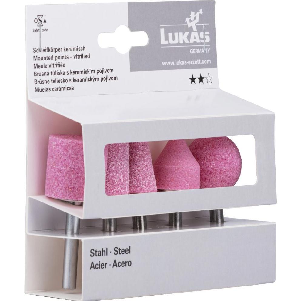 Thumbnail - Lukas, Schleifmittel, Schleifstift-Set 5-teilig für Stahl/Stahlguss Schaft 6 mm Edelkorund