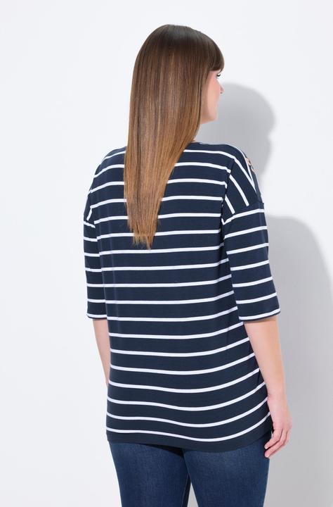 Produktbild Ulla Popken T-Shirt, Ringel, Blüten, oversized, Rundhals, Halbarm (62)
