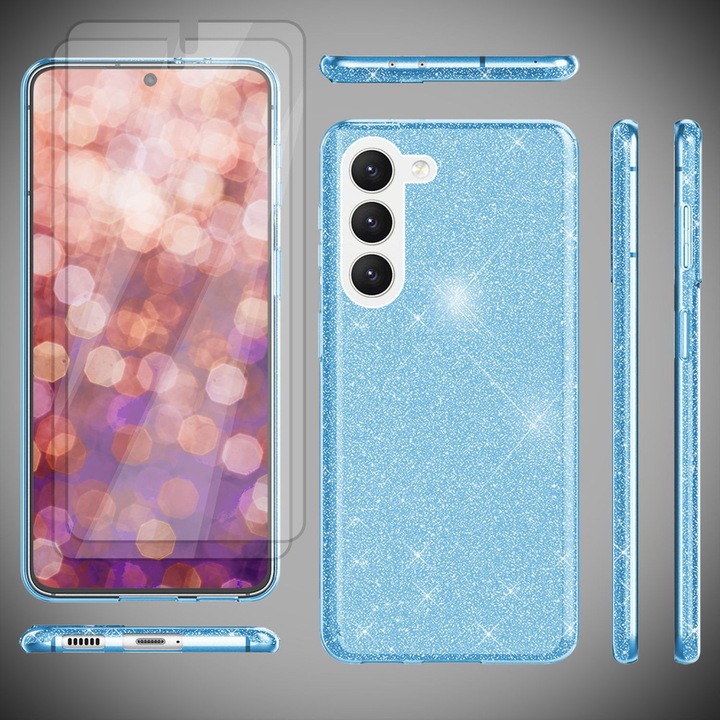 Produktbild Nalia Glitzer Silikon Hülle mit 2x Displayschutz (Samsung Galaxy S23+)