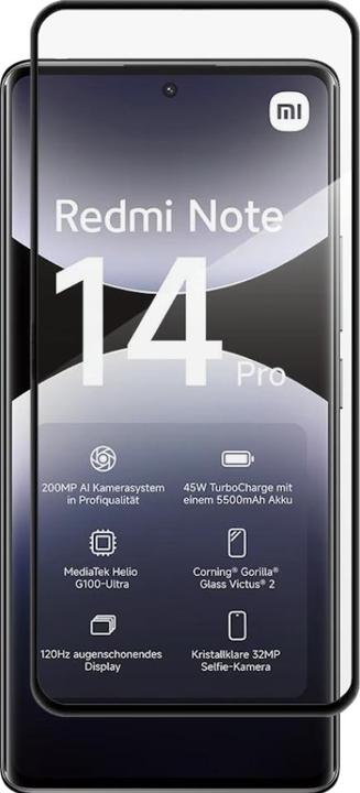 Produktbild Screenguard Full Screen Panzerglas Schutzfolie 2.5D 9H (1 Stk., Xiaomi Redmi Note 14 Pro)