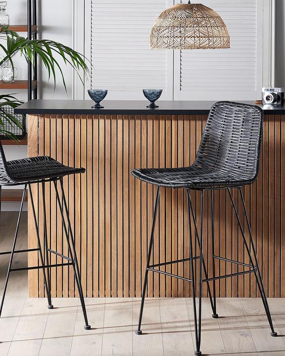 Produktbild Beliani Barhocker Rattan schwarz 2er Set CASSITA