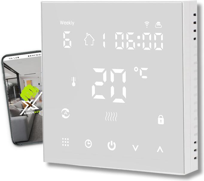 Actual product image KnockautX Wall thermostat for floor heating actuator