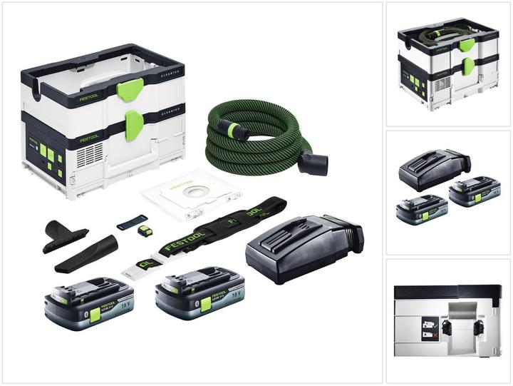 Actual product image Festool CTLC SYS Cordless Mobile Dust Extractor 36V (2x 18V) Dust Class L + 2x Batteries 4.0 Ah +