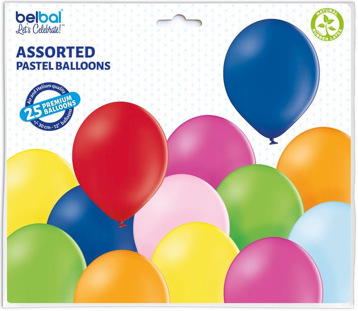 Actual product image Belbal 25 Decorative Round Balloons Ø 33 cm PASTEL ASSORTED (25 x)