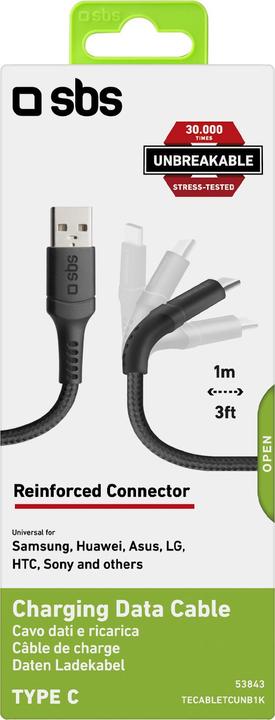 Image du produit SBS Câble USB 2.0 type C - Unbreakable Collection (1 m, USB 2.0)