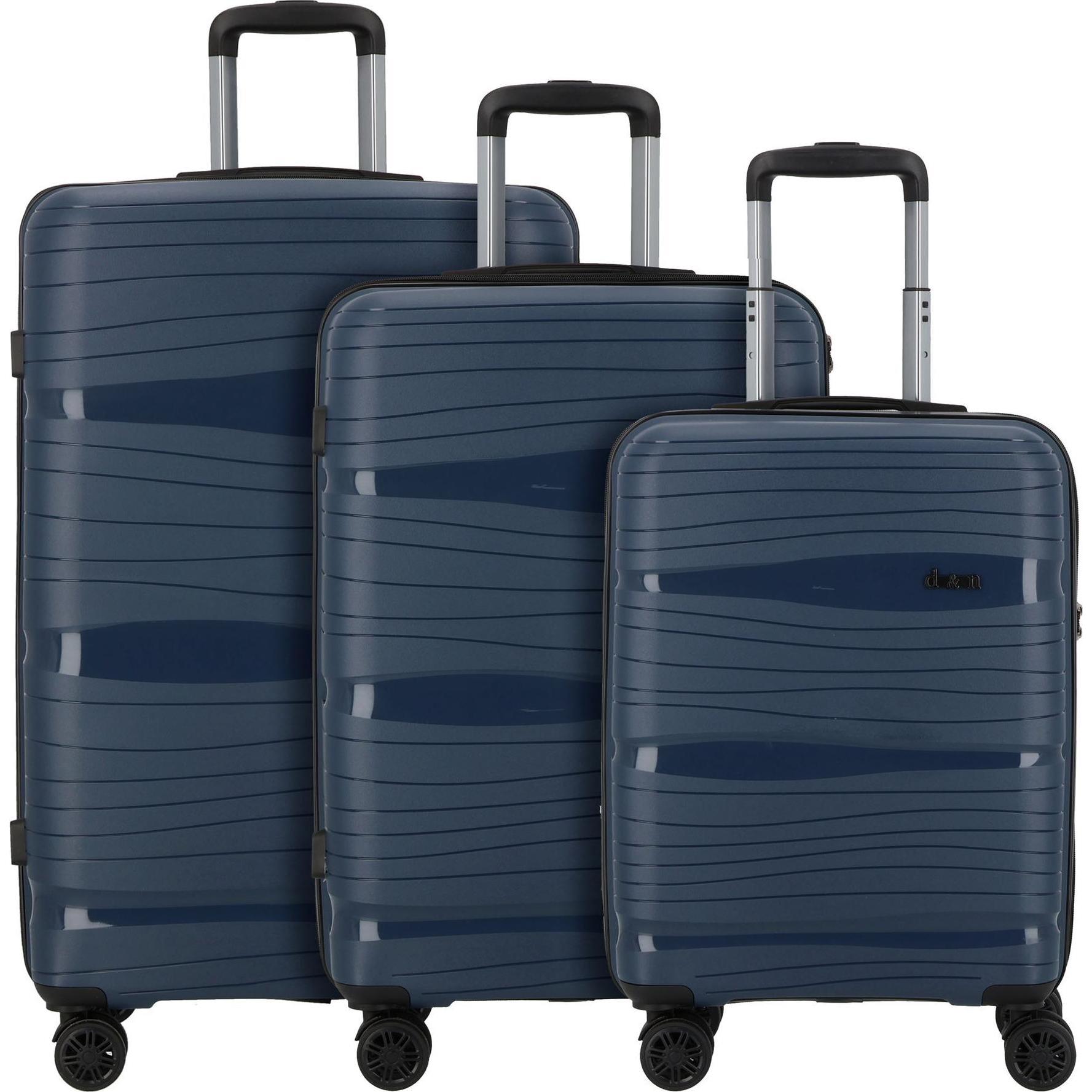 D&N, Koffer, Travel Line 4300 4 Rollen Kofferset 3-teilig, Blau, (201 l, XL (ab 115l))