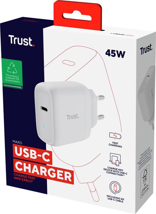 Productafbeelding Trust MAXO 45W USB-C LADER WIT (45 W)