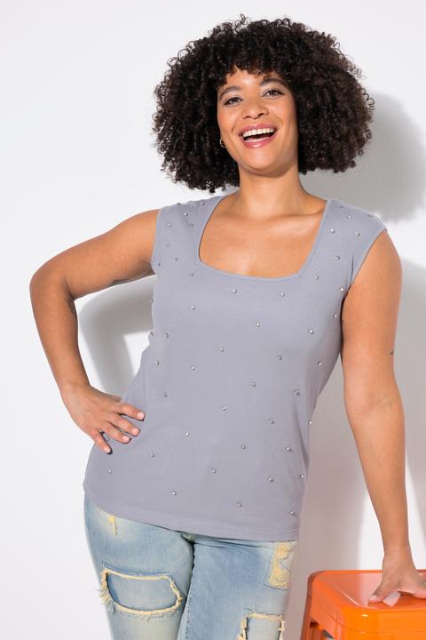 Produktbild Angel of Style Rippshirt, Slim Fit, Ziersteinchen (48)