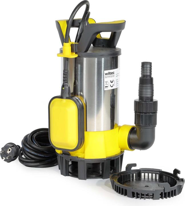 Wiltec 3in1 flat suction pump 1100W dirty water pump 18000l/h submersible pump (Sewage pump)