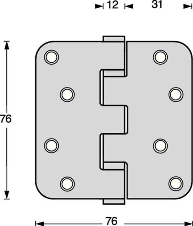 Produktbild Intersteel Kugellagertürscharnier Edelstahl abgerundet 76x76 mm DIN links / rechts matt ausziehbarer Stift