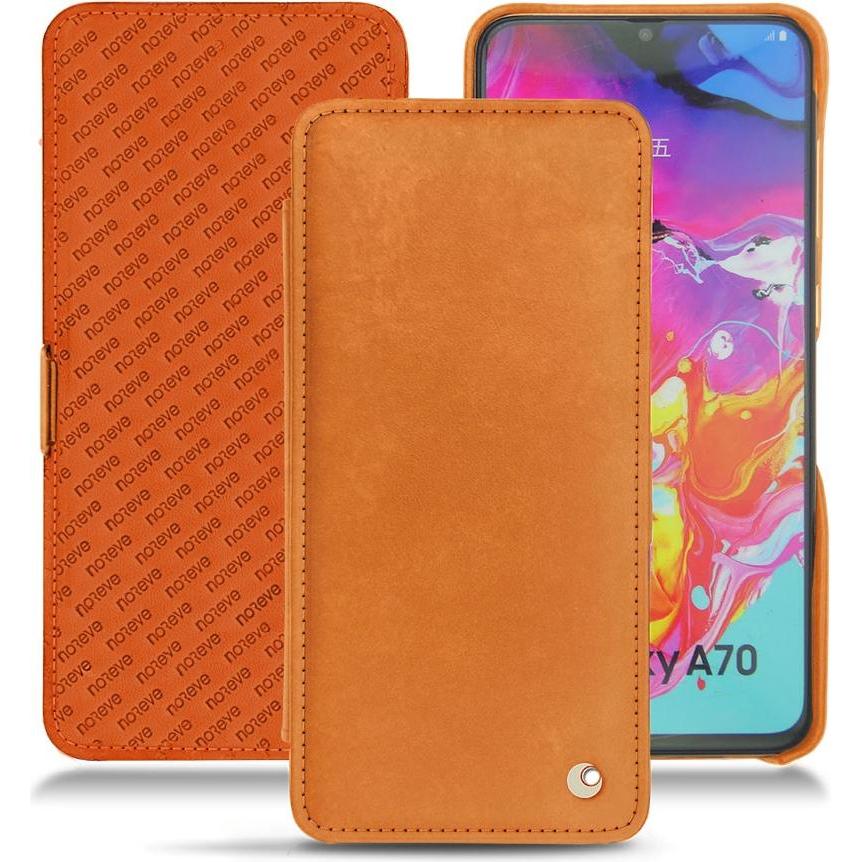 Noreve Lederschutzhülle horizontal (Samsung Galaxy A70), Smartphone Hülle, Orange