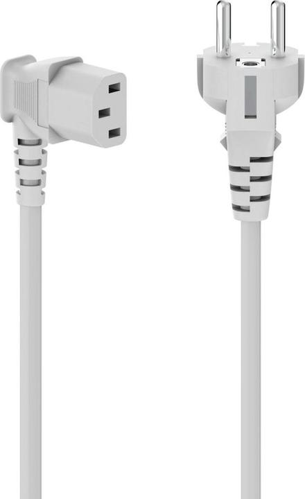 Actual product image Hama Mains cable for non-heating appliances, 90° angled, 3-pin, protective contact, 5 m, white (5 m)