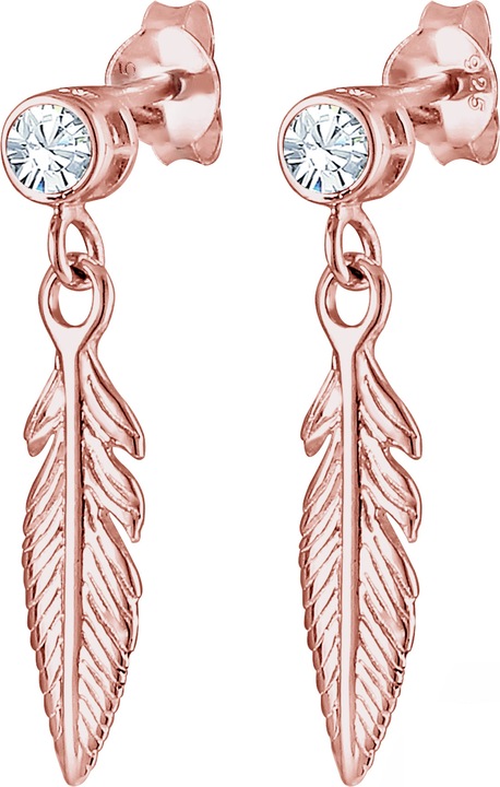 Produktbild Elli Ohrringe Feder Boho Hippie Kristalle Silber (Glaskristall, 925er Silber)