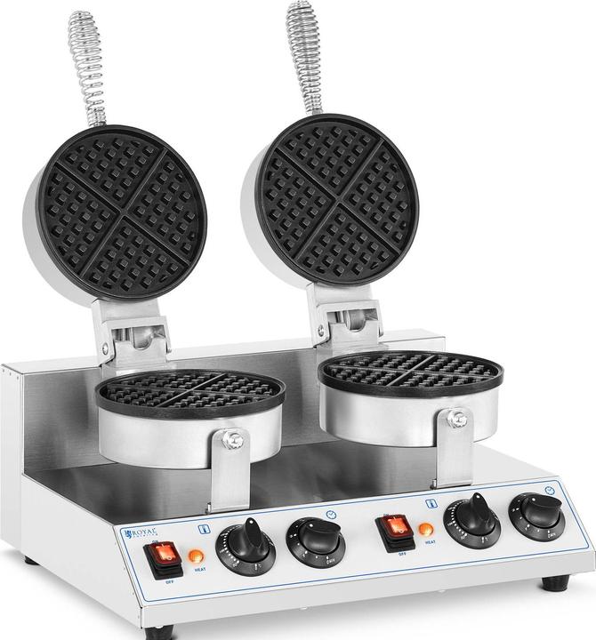 Produktbild Royal Catering Doppeltes Waffeleisen rund Waffelmaschine Profi Waffeleisen 2.600 W