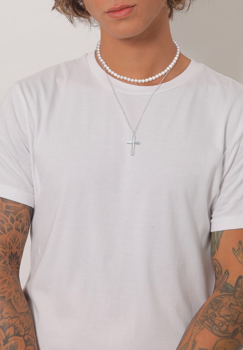 Immagine prodotto Kuzzoi Croce, Strato, Perla, Collana di perle (Perle di conchiglia, Acciaio inossidabile, Nessuna pietra, Argento 925)