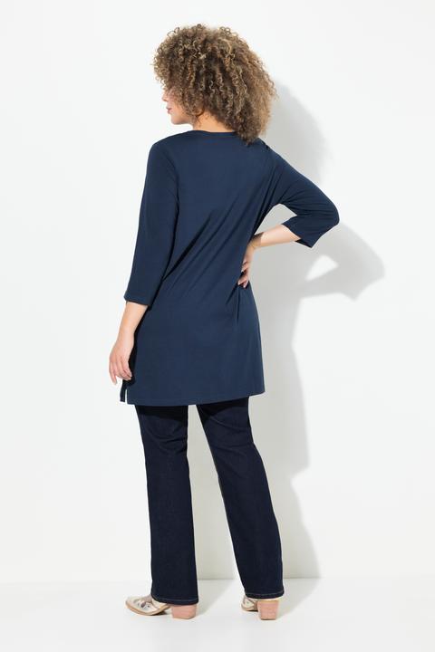 Immagine prodotto Ulla Popken Maglia dal taglio lungo e svasato con "Ho-Ho-Ho", scollo a V e maniche a 3/4 (50, 52)