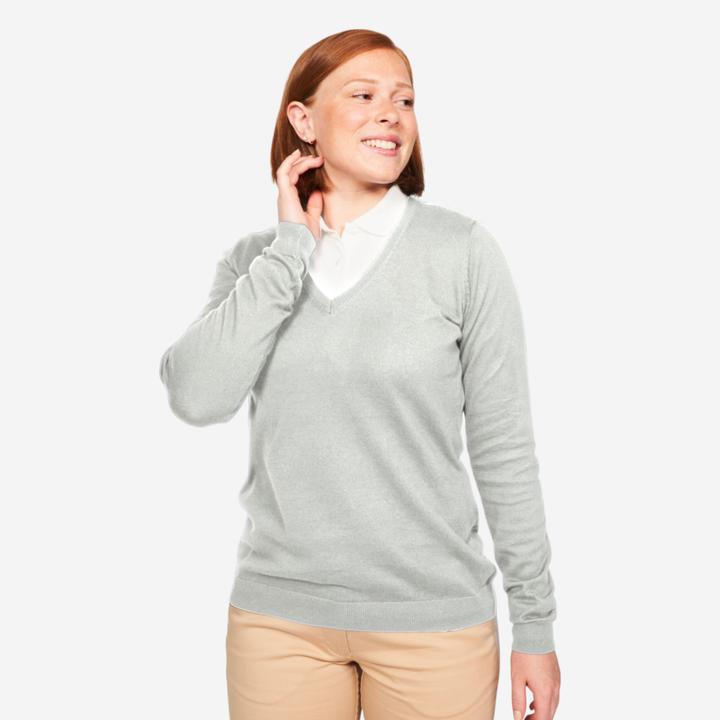 Immagine prodotto Inesis Pullover da golf da donna con scollo a V in cotone - CW 100 grigio