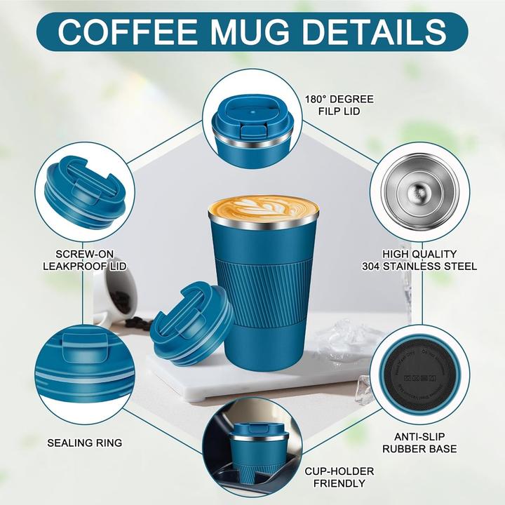 Image du produit ASMI Edelstahl Kaffeebecher, Thermobecher, Auto-Tumbler-Becher, 500ml (0.50 l)