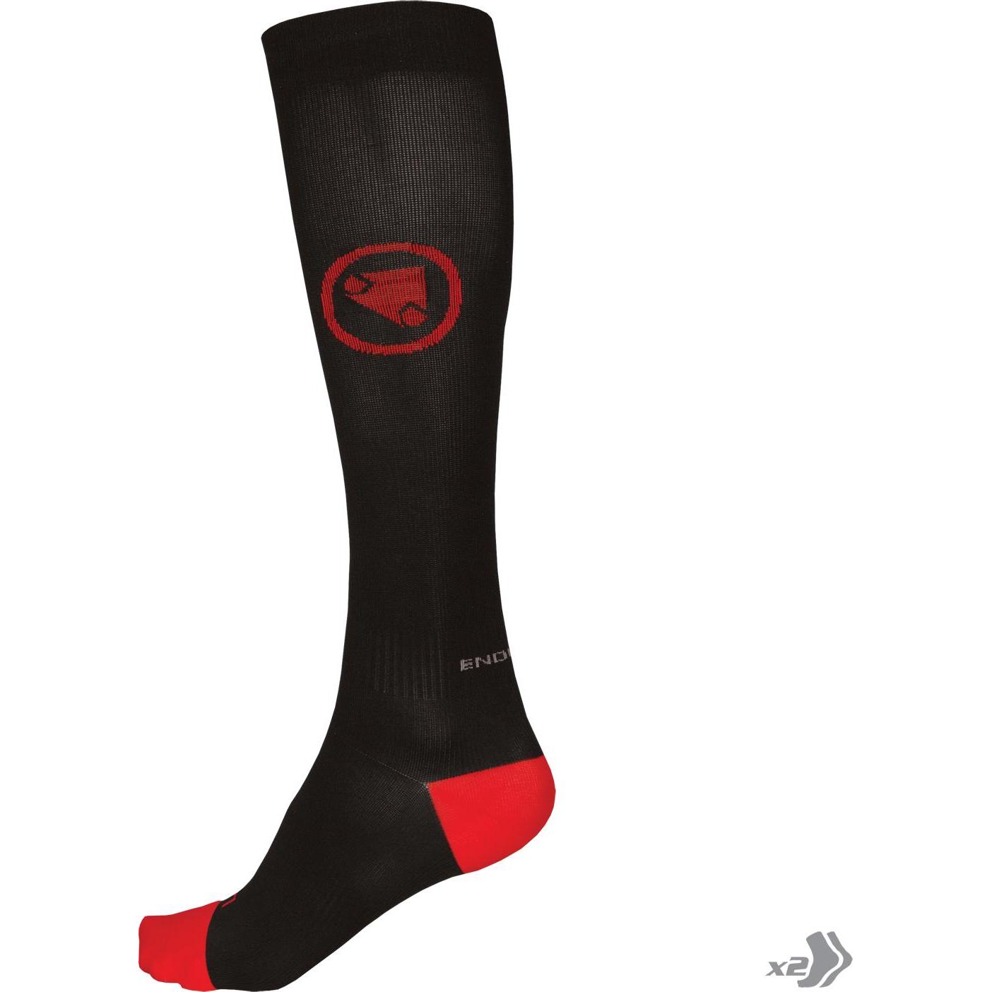 Endura, Unisex, Sportsocken, Compression Socken 2 Pack (S), Schwarz