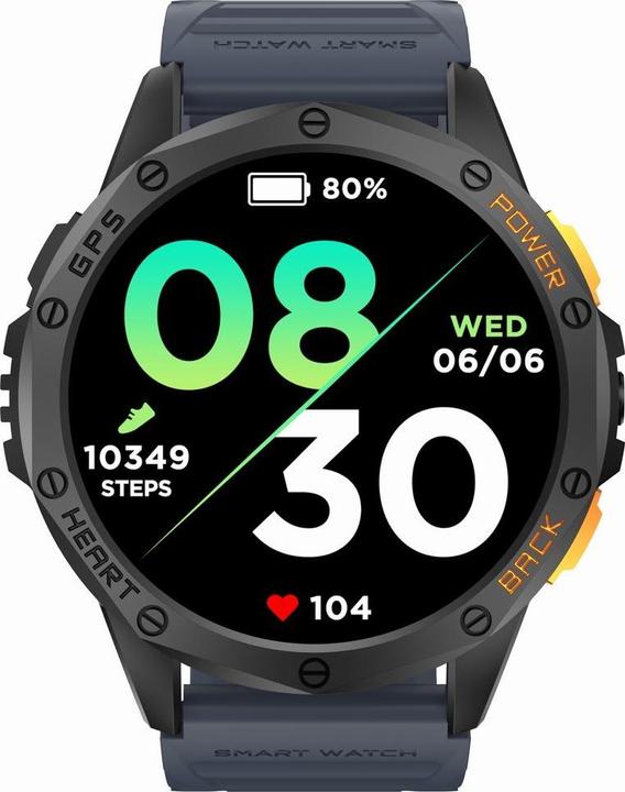 Actual product image Gravity GPS GT24-1 Herren-Smartwatch, schwarzes Silikonarmband + marineblaues Silikonarmband (48 mm)