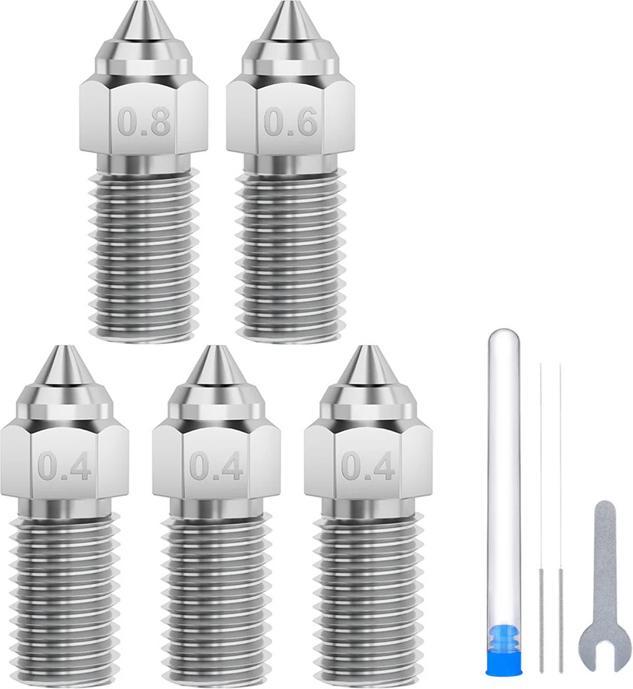 Elegoo Neptune 4 / 4 Pro Düsen-Set aus gehärtetem Stahl (0,4 mm x 3, 0,6 mm x 1, 0,8 mm x 1) (Blast pipe)
