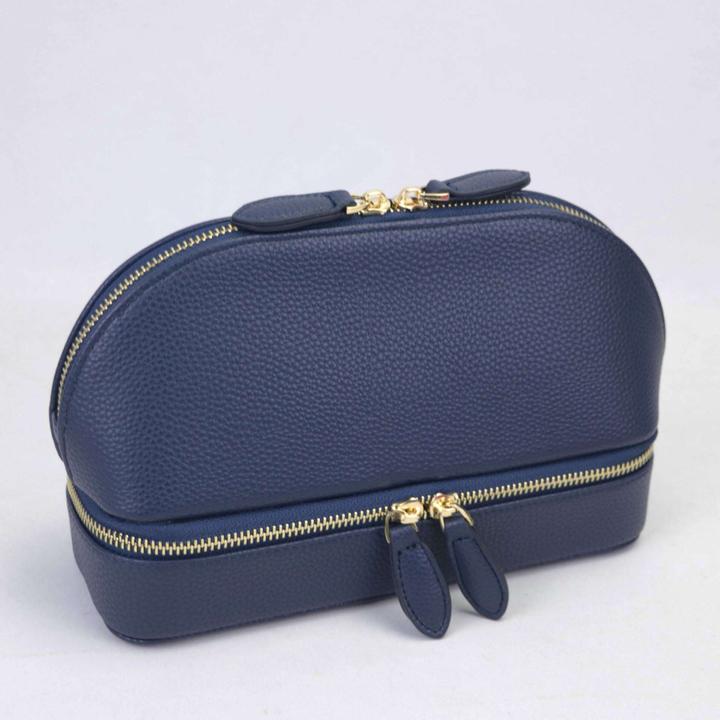 Only-Bags.Store Grosse Kapazität Double Layer Makeup Tasche, Schmuck-Box solide Farbe PU-Leder modische Shell-Typ