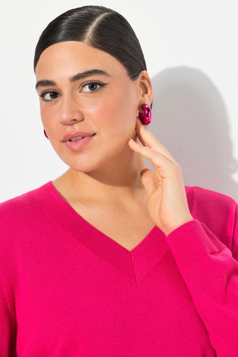 Actual product image Ulla Popken Casual V-Neck Long Sleeve Sweater (50, 52)