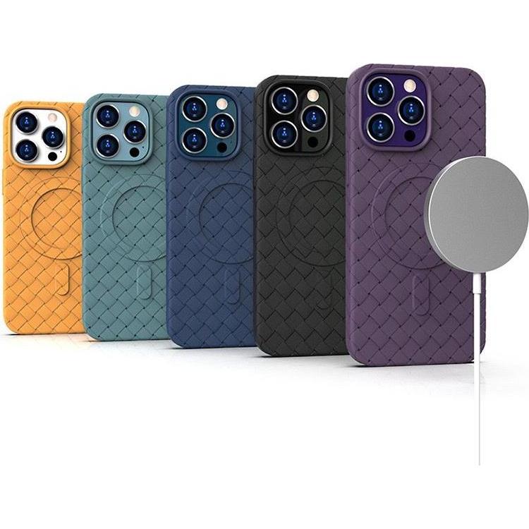 Thumbnail - Hurtel MagSafe Woven Case for iPhone 15 Pro - navy blue (Apple iPhone 15 Pro), Smartphone Hülle, Blau