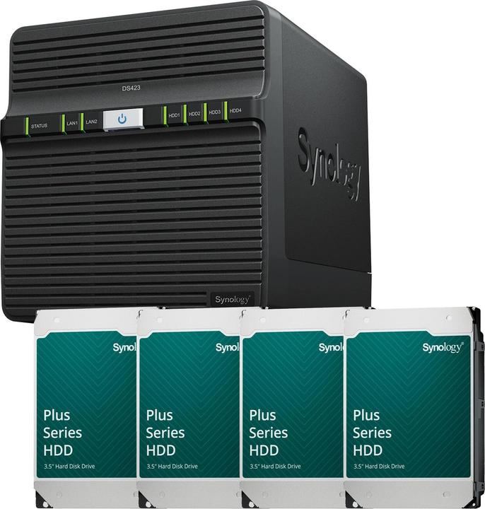 Image du produit Synology DiskStation DS423 4 baies serveur NAS boîtier vide + 4x Plus 3.5"" SATA 6Gb/... (4 x 8 To)