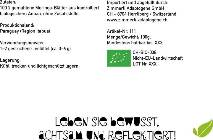 Image du produit Zimmerli Adaptogene Moringa BIO (1 pièce(s), Poudre, 100 g)